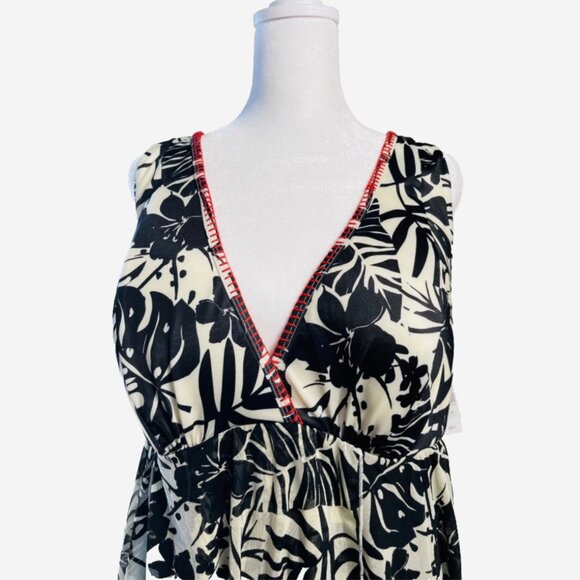 Lane Bryant Black & White V-Neck One Piece Swimsuit w/ built in Bra Size 22 NWT - Picture 3 of 8